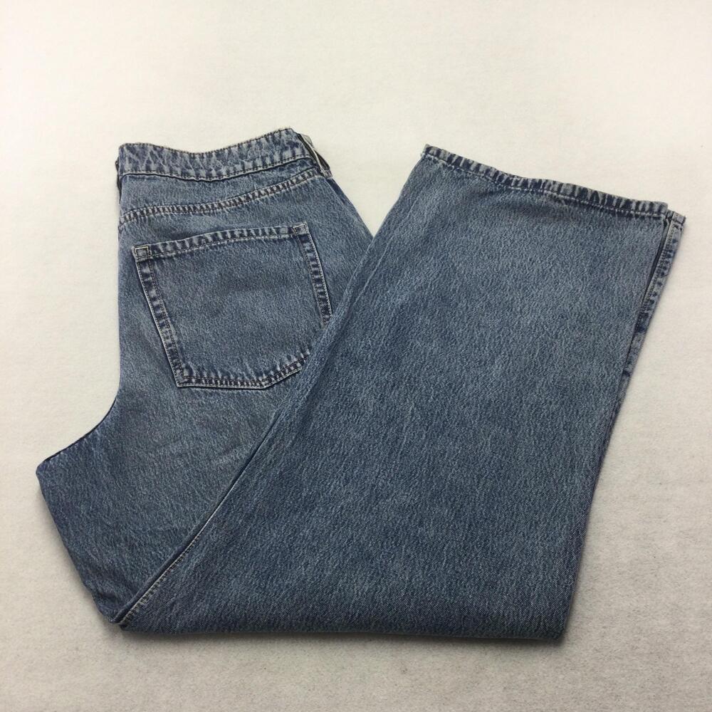 Hollister High-Rise Baggy Jeans Womens 14R Blue Medium Wash Wide Leg Denim